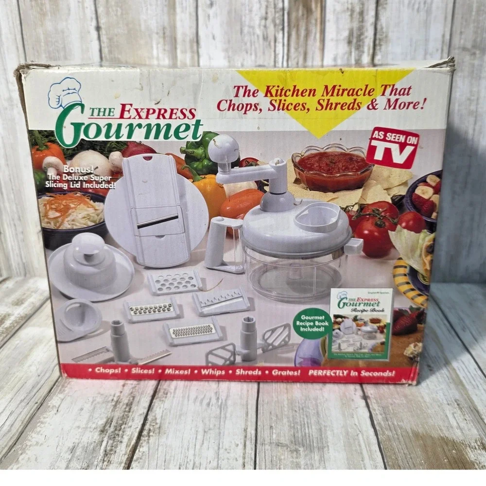 The Express Gourmet 16pc Manual Food Processor Chopper Slicer Seen On TV White